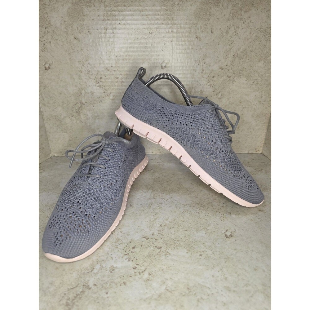 Cole Haan Zerogrand Women Sz 9B Stitchlite Shoes Knit Gray Pink Wingtip Oxford